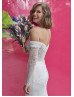 Off Shoulder Ivory Glitter Lace Boho Beach Wedding Dress